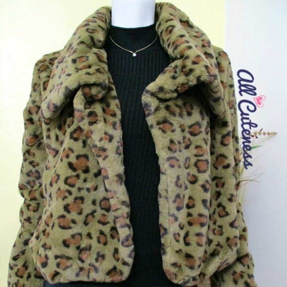 Leopard Print Faux Fur Jacket - Picture 1 of 8